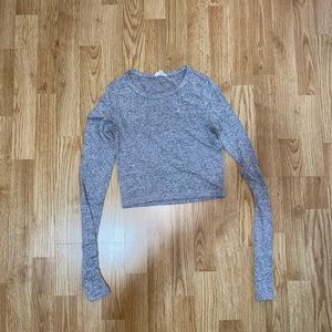 Wilfred Free speckled grey long sleeve crop top